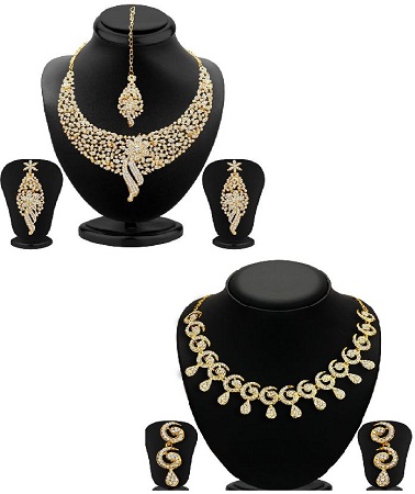 Sukkhi Sleek Gold plated AD Stone Necklace Set 