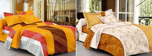 Yellow and beige bed sheets