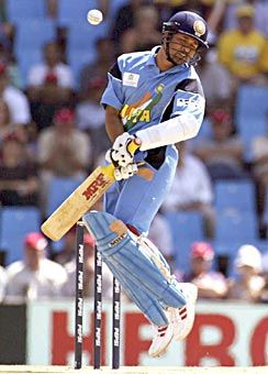 Sachin avoids a bouncer from Glenn McGrath during the World Cup game against Australia at the SuperSport Park, Centurion, February 15, 2003. Australia won by 9 wickets after India were shot out for 125.
